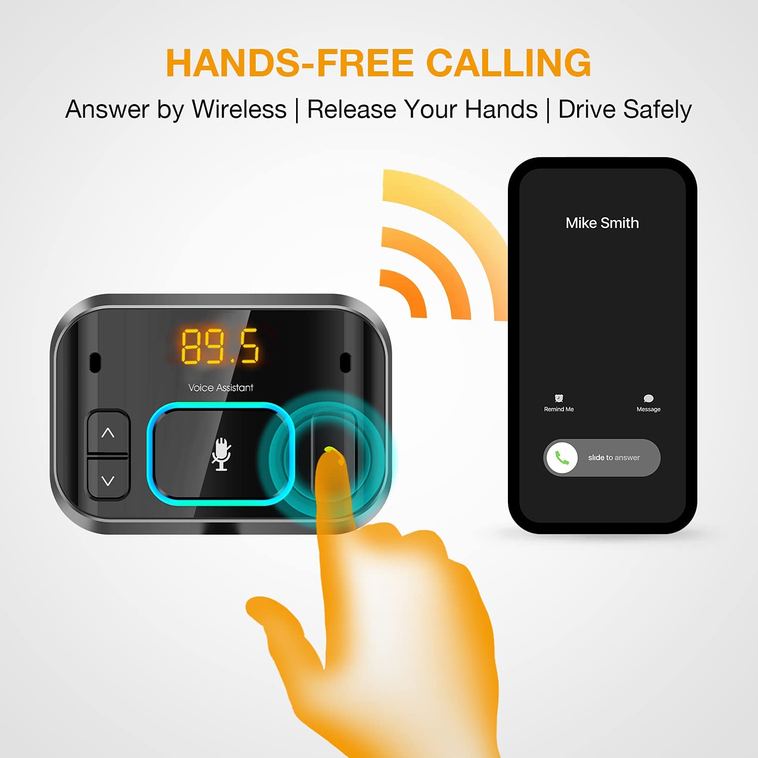 Rexing FMVC2 FM Transmitter w/ Voice Control Bluetooth 5.0 Hands-Free Car Kit