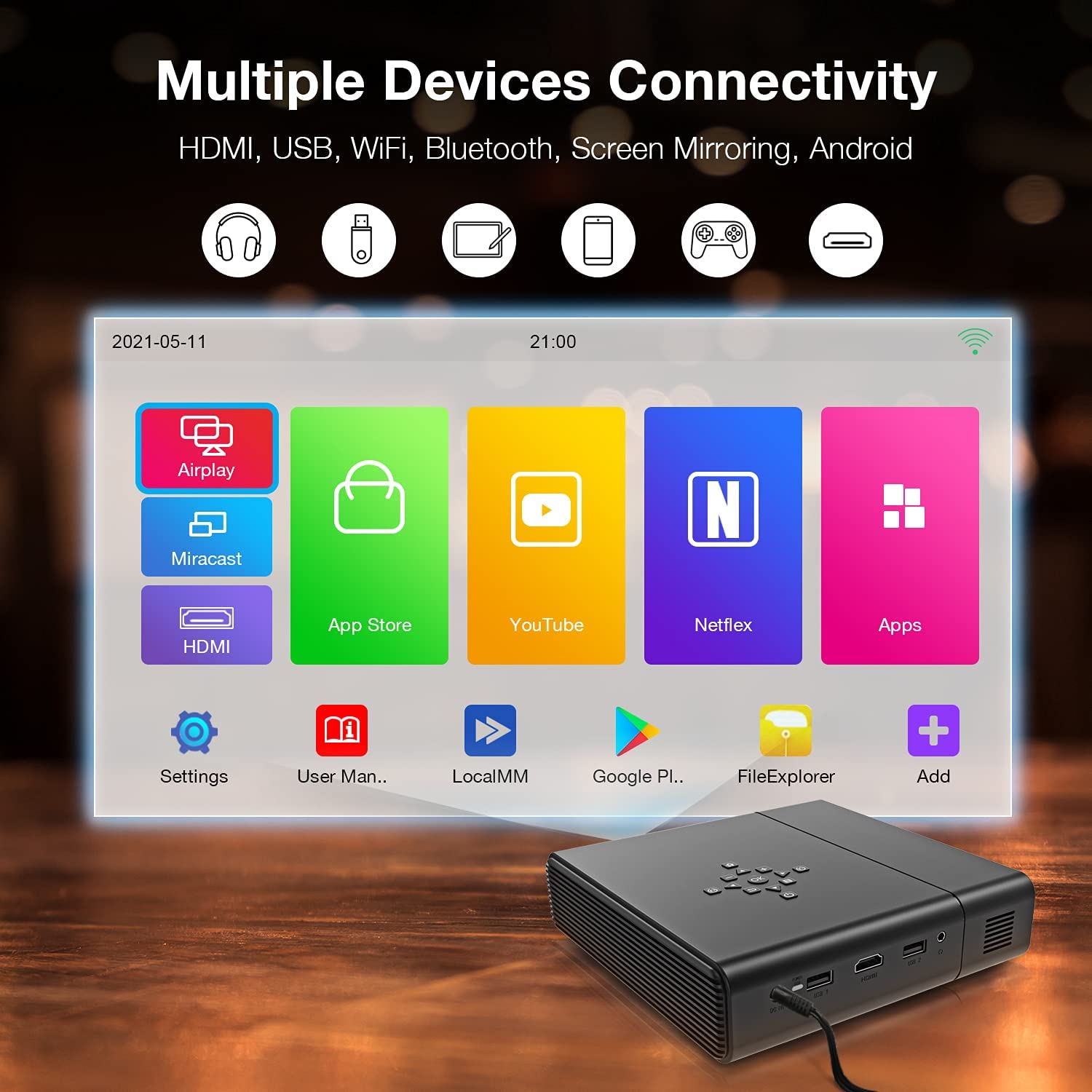 REXING PK2 Smart Projector Full HD 350 ANSI Lumens