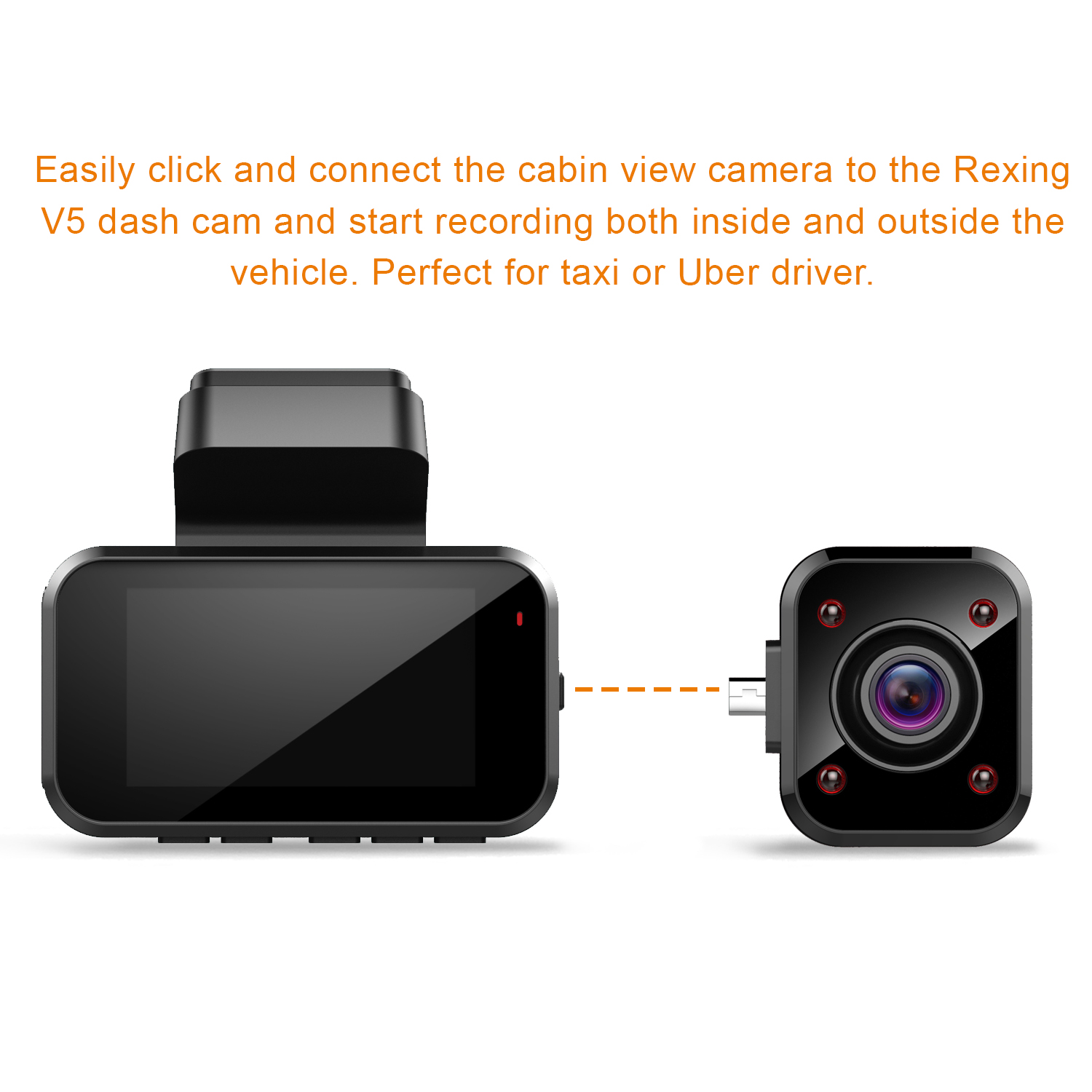 Rexing Cabin View Camera For V5 Premium 4K Modular Capabilities Car Dash Cam 1080p
