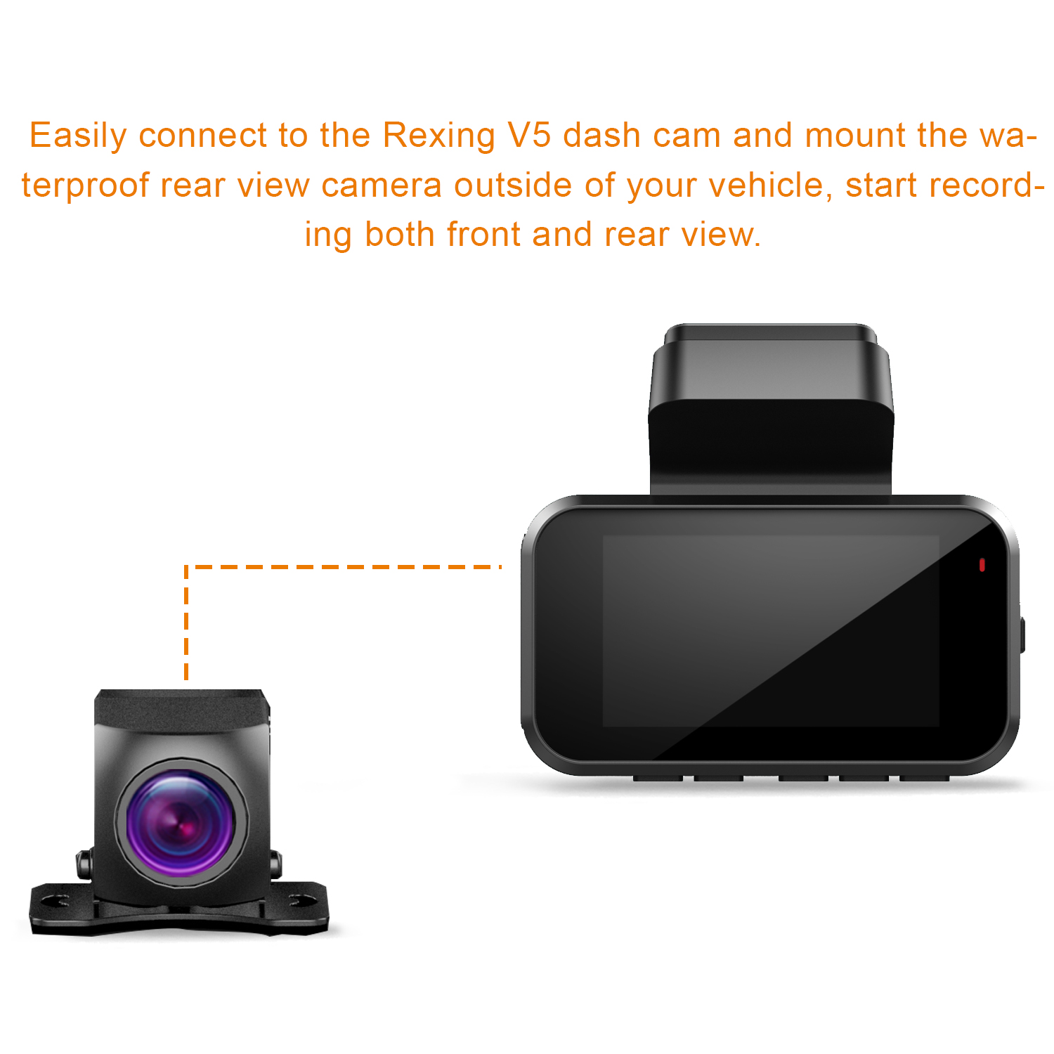 Rexing Waterproof Rear View Camera For V5 Premium 4K Modular Capabilities Car Dash Cam 1080p