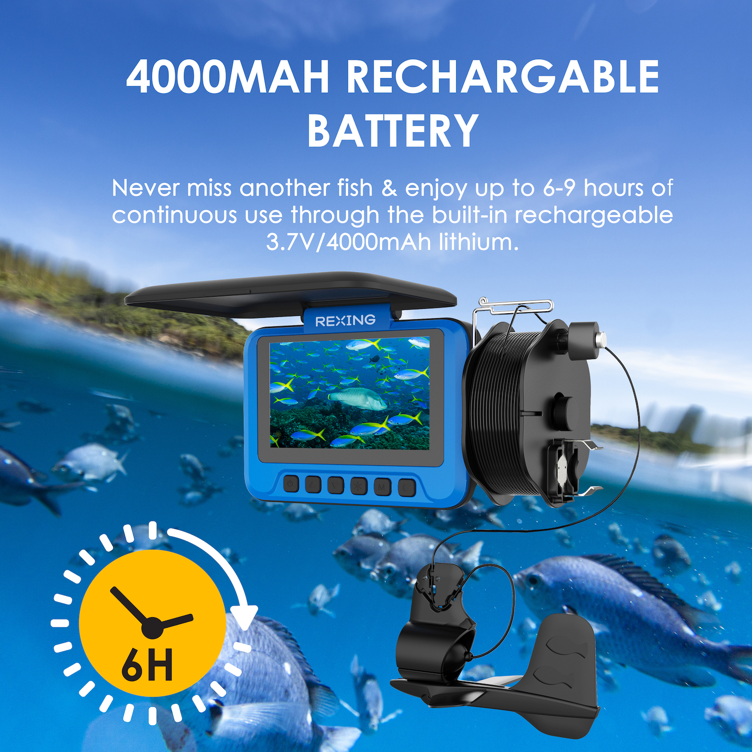 Rexing FC1 Underwater Fishing Camera w/ Winding Spool 720p@30fps HD Video Recording