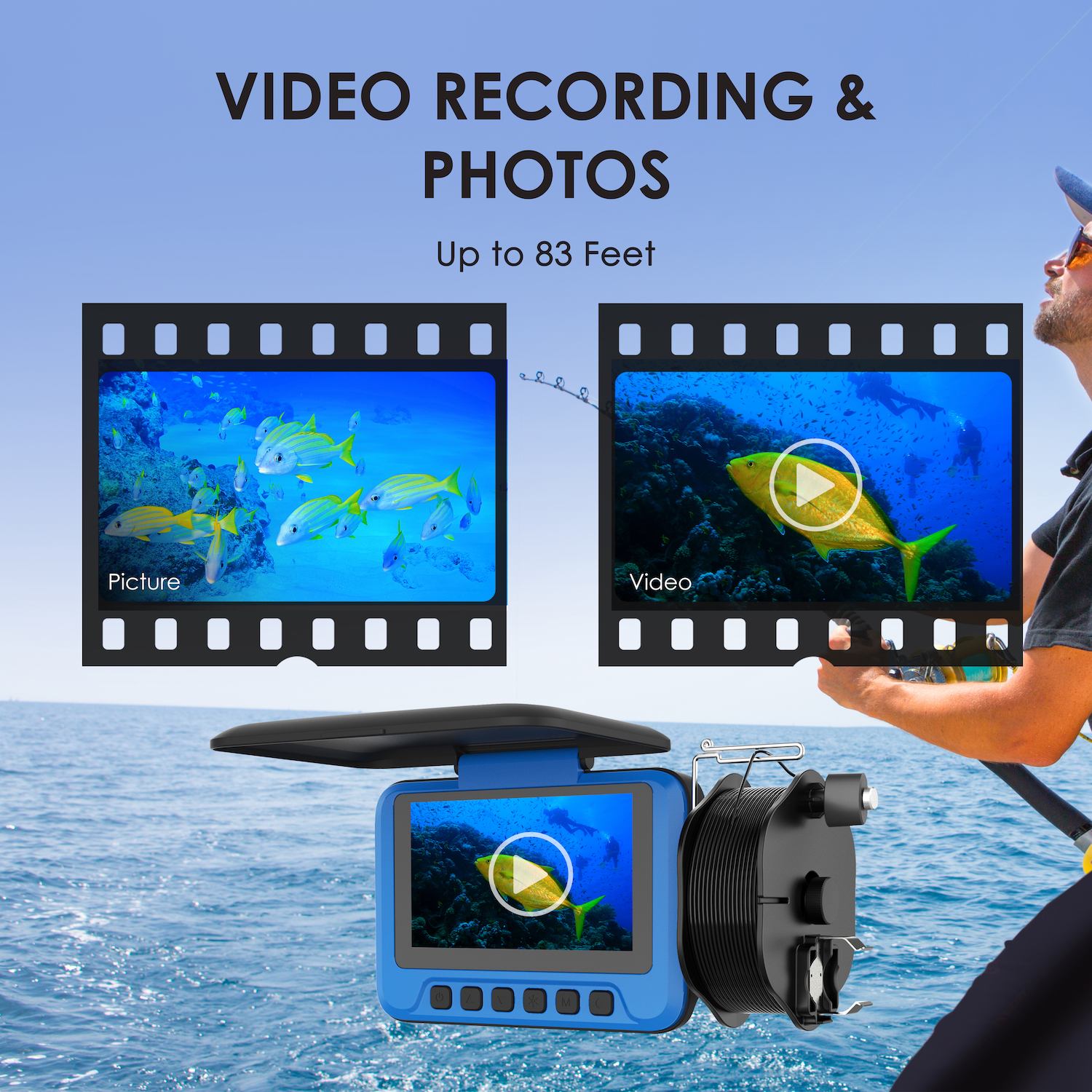 Rexing FC1 Underwater Fishing Camera w/ Winding Spool 720p@30fps HD Video Recording