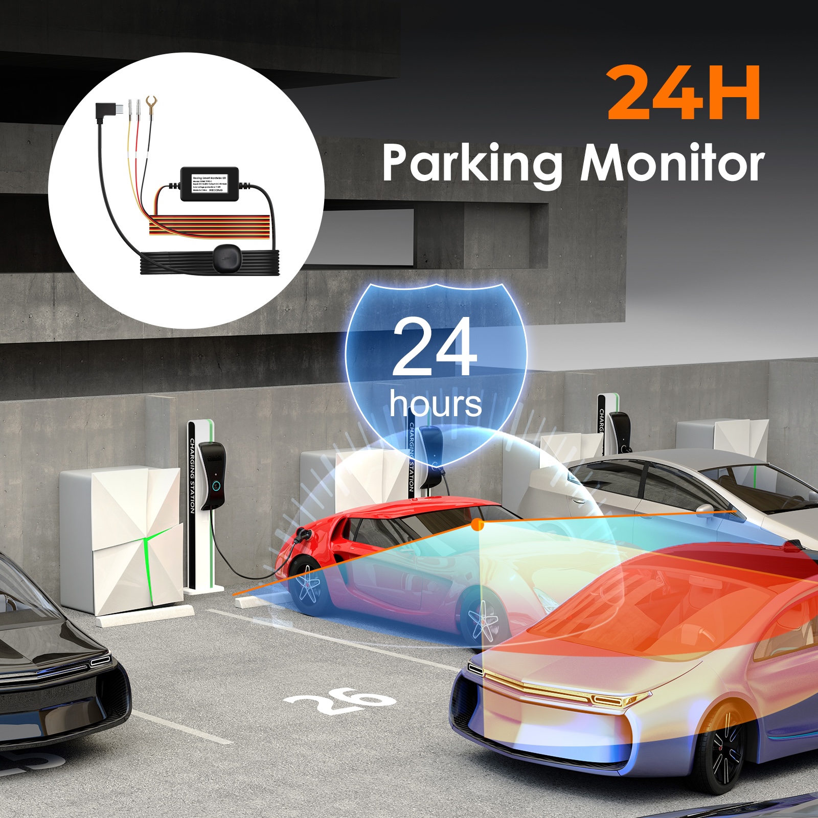 Rexing Dash Cam Smart Hardwire Kit with GPS Logger, Type-C Hard Wire Kit Fuse Only for R4 Dashcam and RH2 Series, Rexing 12V-30V to 5V/2A Type-C Port