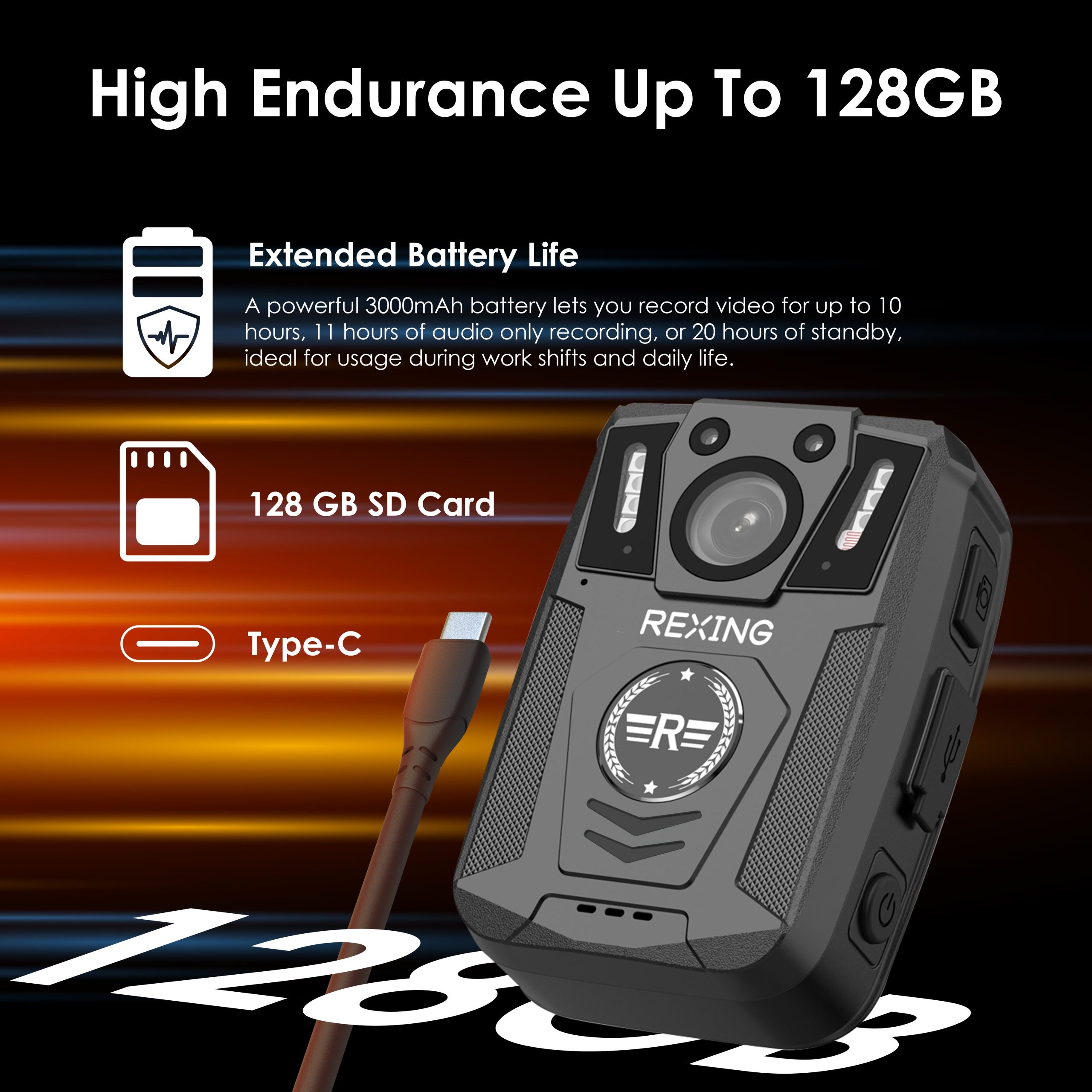 Rexing P2 FHD Body Camera 1080p Full HD With Type-C Port - 5pcs Bundle