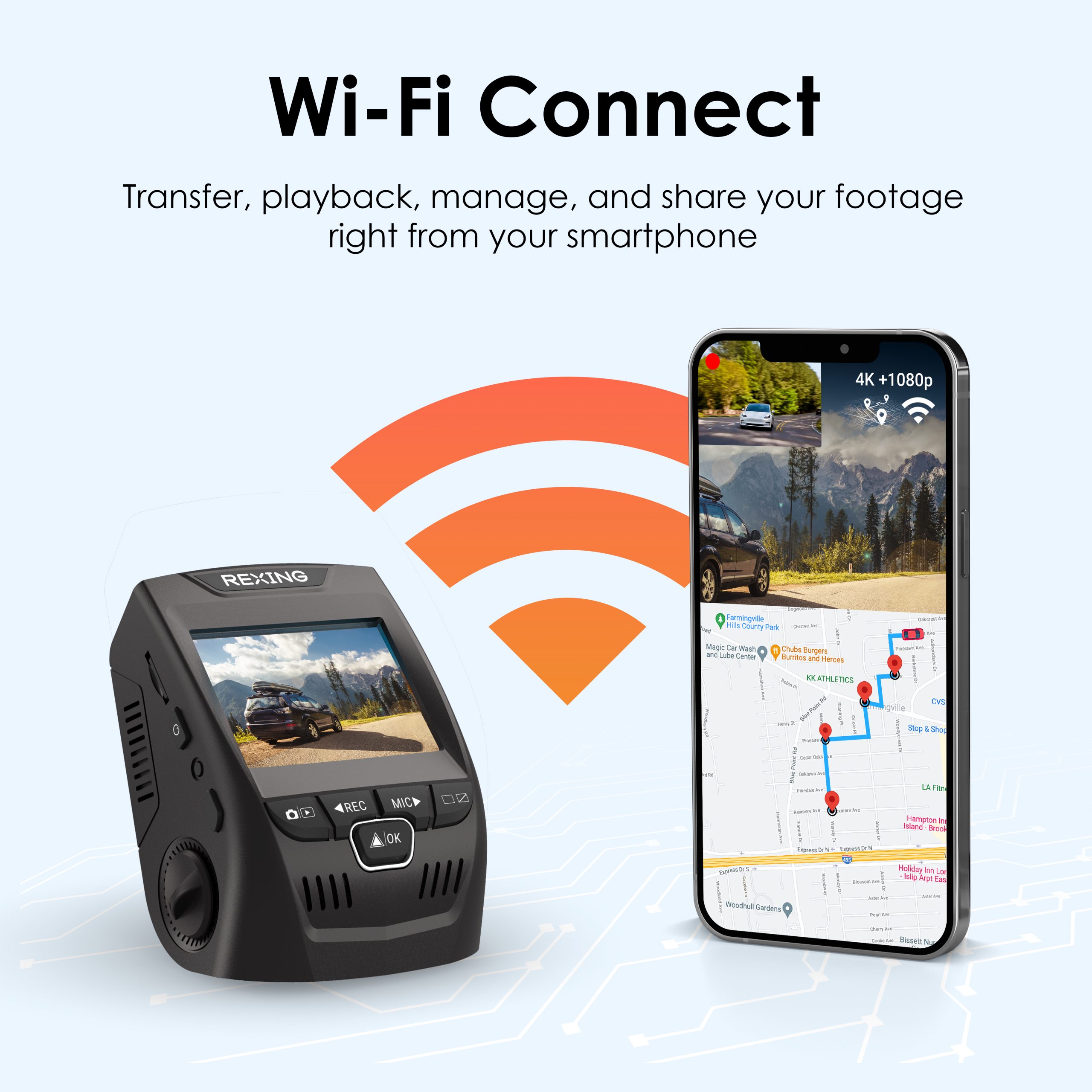 Rexing V1P SE 4K Dual Channel Car Dash Cam w/ GPS, Wi-Fi & Bonus CPL Filters - V1P SE