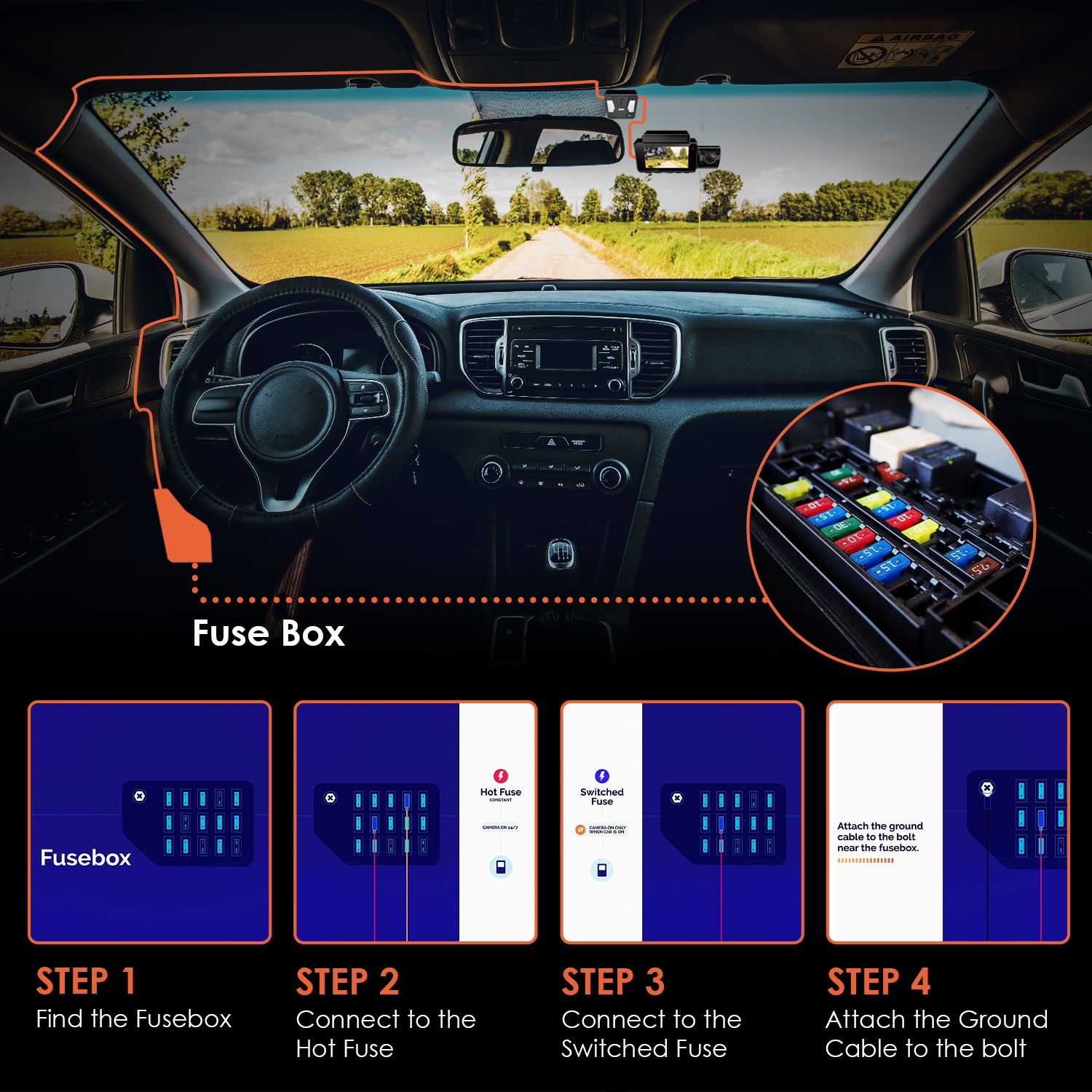 Rexing Intelligent Hardwire Kit Type-C Port for All Rexing Dash Cam Models including R4, DT2, M2 Max, R316 Series, RH2 Series, and CPDuo Multimedia Re